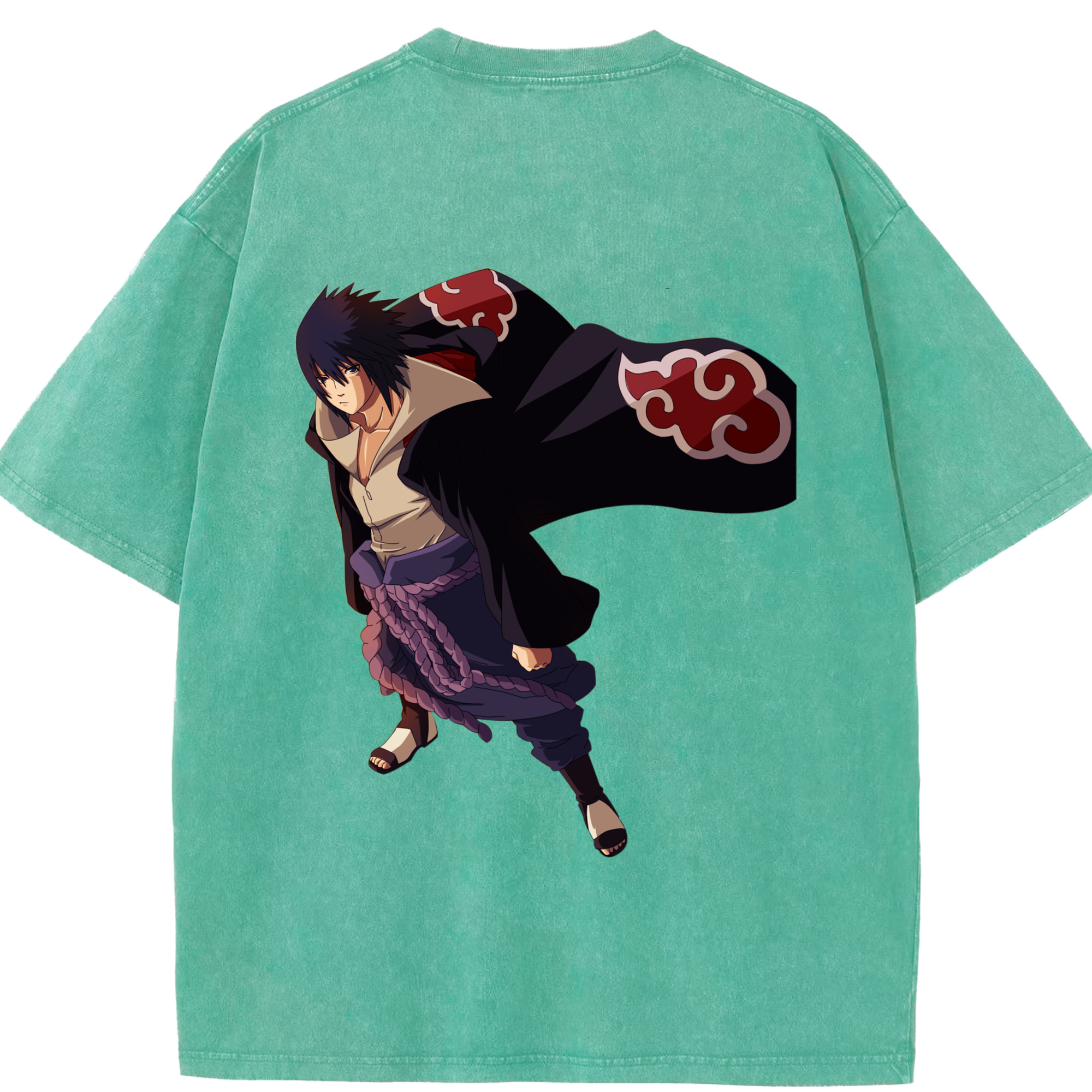 （画像用） NARUTO -ナルト- うちは サスケ Uchiha Sasuke 綿100% ヴィンテージ風 半袖Tシャツ（背面プリント）